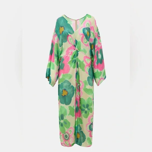 Smythe Twist Dress in Watercolor Green - Picture 4 of 15